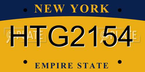 HTG2154 New York License Plate