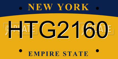 HTG2160 New York License Plate