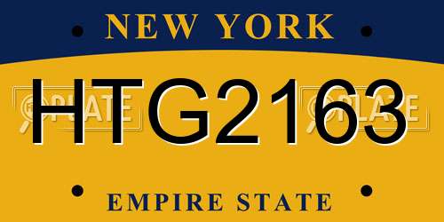 HTG2163 New York License Plate