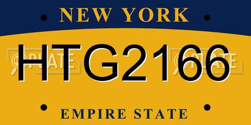 HTG2166 New York License Plate