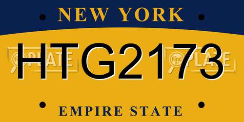 HTG2173 New York License Plate