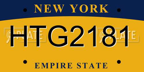 HTG2181 New York License Plate
