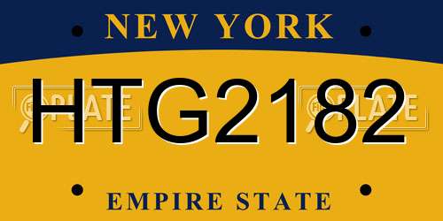 HTG2182 New York License Plate