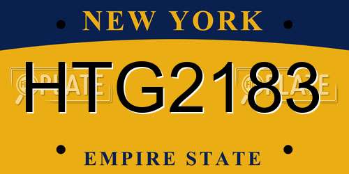 HTG2183 New York License Plate