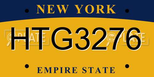 HTG3276 New York License Plate