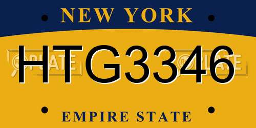 HTG3346 New York License Plate