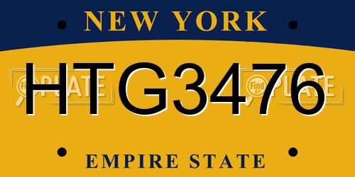 HTG3476 New York License Plate