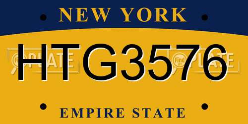 HTG3576 New York License Plate