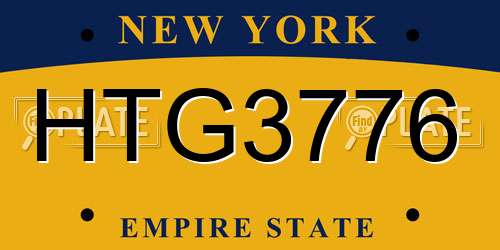 HTG3776 New York License Plate