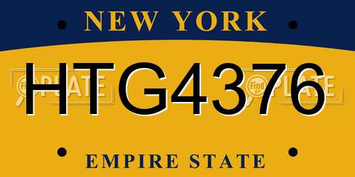 HTG4376 New York License Plate