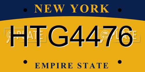 HTG4476 New York License Plate