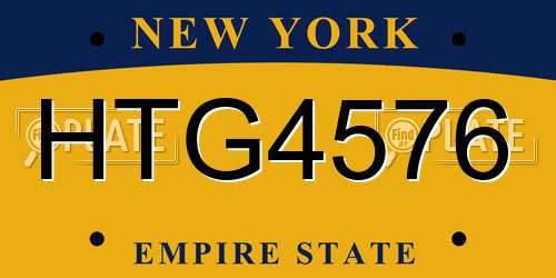 HTG4576 New York License Plate