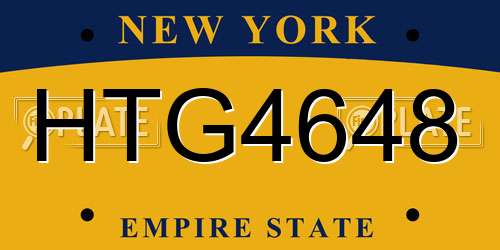 HTG4648 New York License Plate