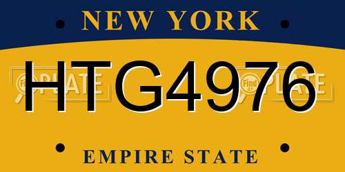 HTG4976 New York License Plate