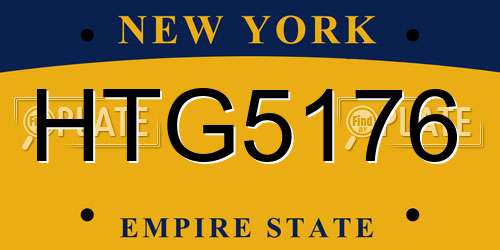 HTG5176 New York License Plate