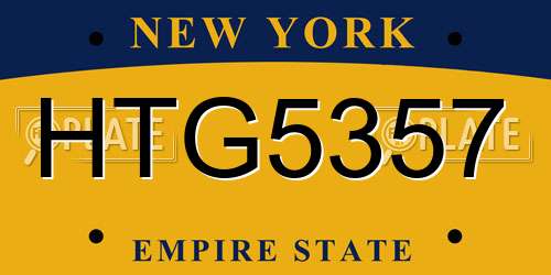 HTG5357 New York License Plate