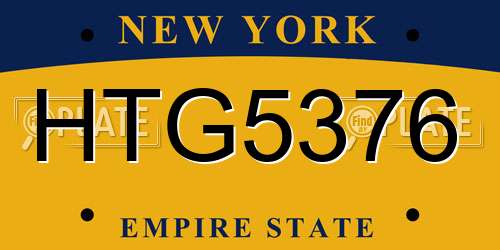 HTG5376 New York License Plate