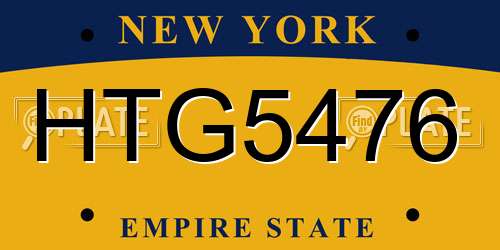 HTG5476 New York License Plate