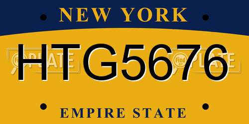 HTG5676 New York License Plate