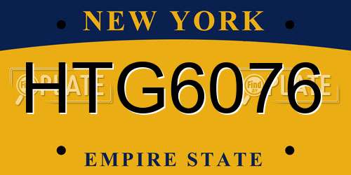 HTG6076 New York License Plate