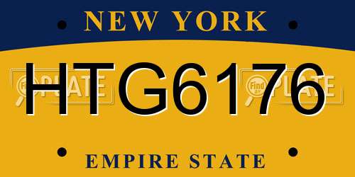 HTG6176 New York License Plate
