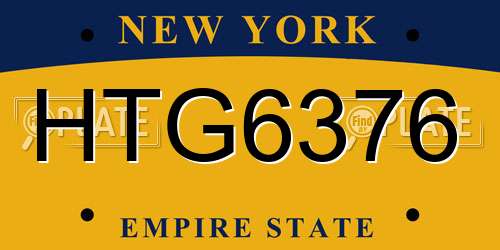 HTG6376 New York License Plate