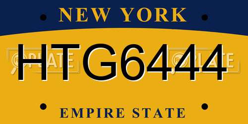 HTG6444 New York License Plate
