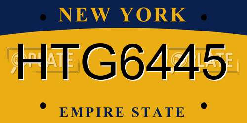 HTG6445 New York License Plate