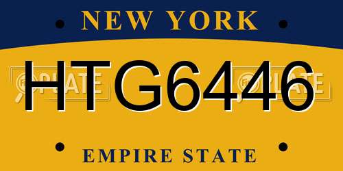 HTG6446 New York License Plate
