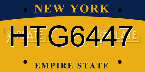 HTG6447 New York License Plate