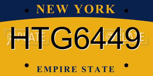 HTG6449 New York License Plate