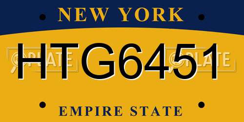 HTG6451 New York License Plate