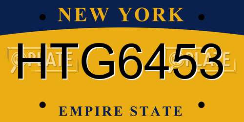 HTG6453 New York License Plate
