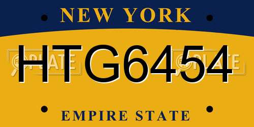 HTG6454 New York License Plate