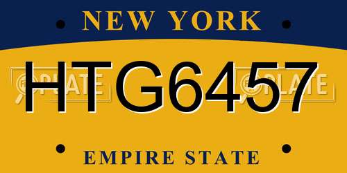 HTG6457 New York License Plate