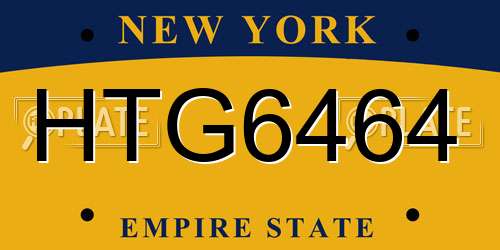 HTG6464 New York License Plate