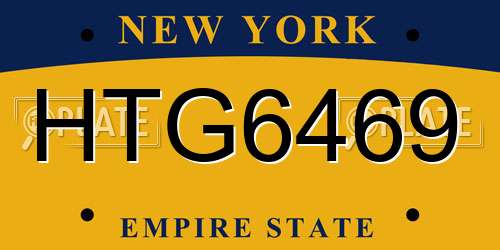 HTG6469 New York License Plate