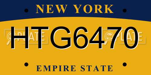 HTG6470 New York License Plate