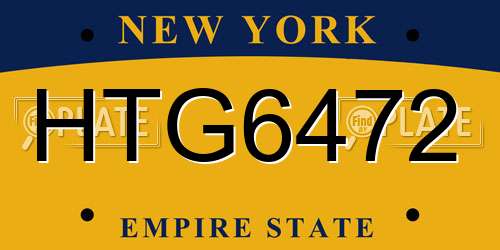 HTG6472 New York License Plate
