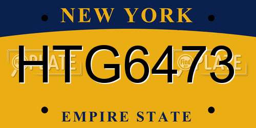 HTG6473 New York License Plate