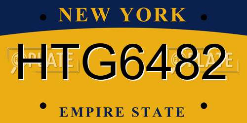 HTG6482 New York License Plate
