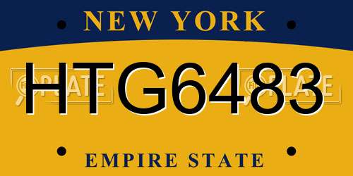 HTG6483 New York License Plate