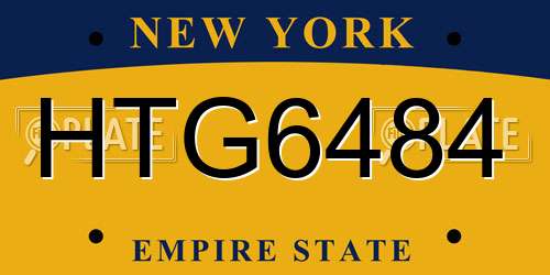 HTG6484 New York License Plate