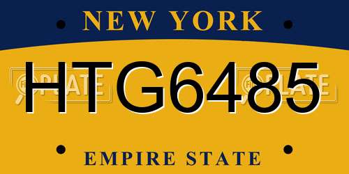 HTG6485 New York License Plate