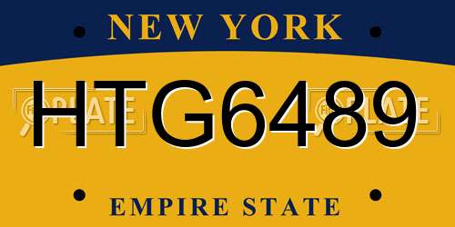 HTG6489 New York License Plate
