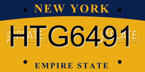 HTG6491 New York License Plate