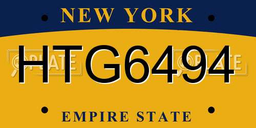 HTG6494 New York License Plate