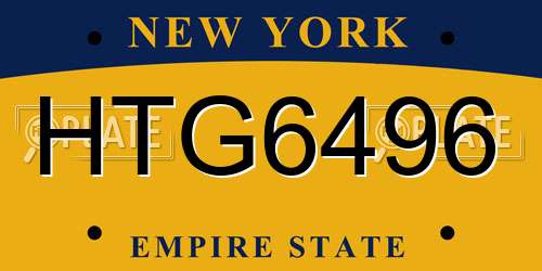 HTG6496 New York License Plate