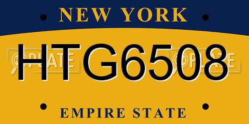 HTG6508 New York License Plate