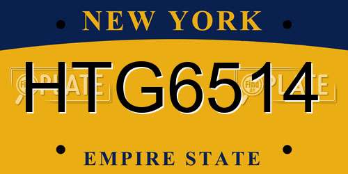 HTG6514 New York License Plate